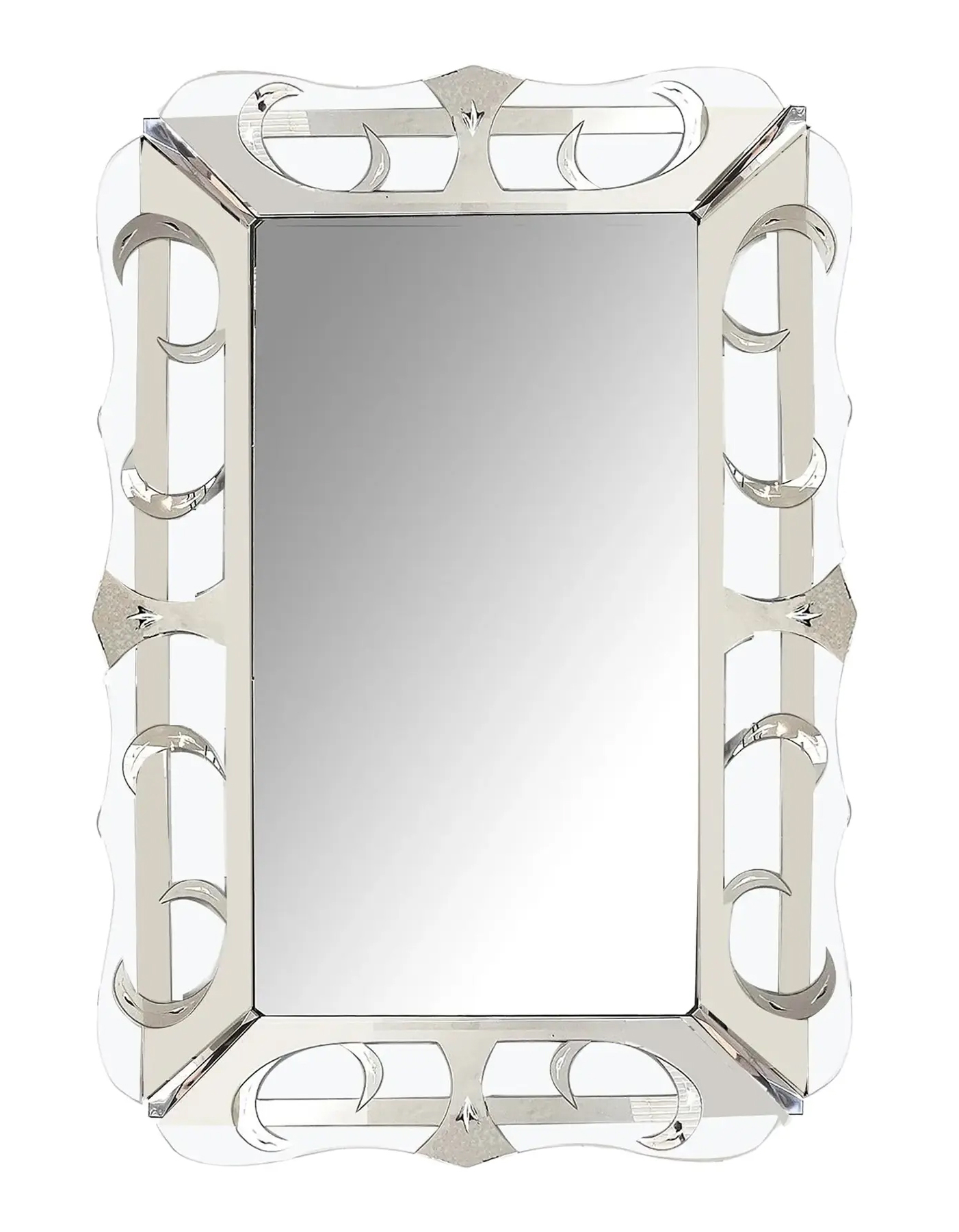 Hollywood Regency mirror with etched and mirrored glass frame, circa 1956 Dealer: epoca